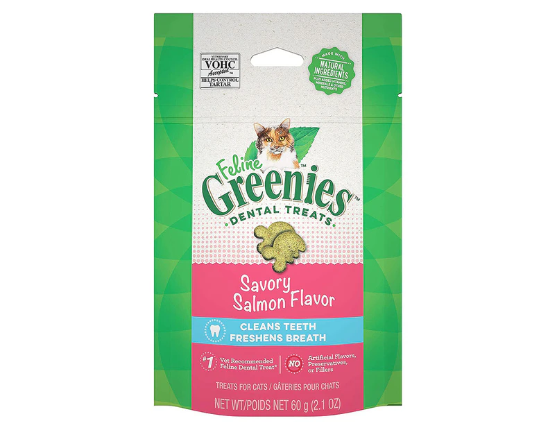 Greenies Feline Cat Dental Treats Savoury Salmon 60g