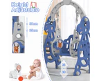 Advwin Toddler Slide Swing Set with Basketball Hoop Blue Grey