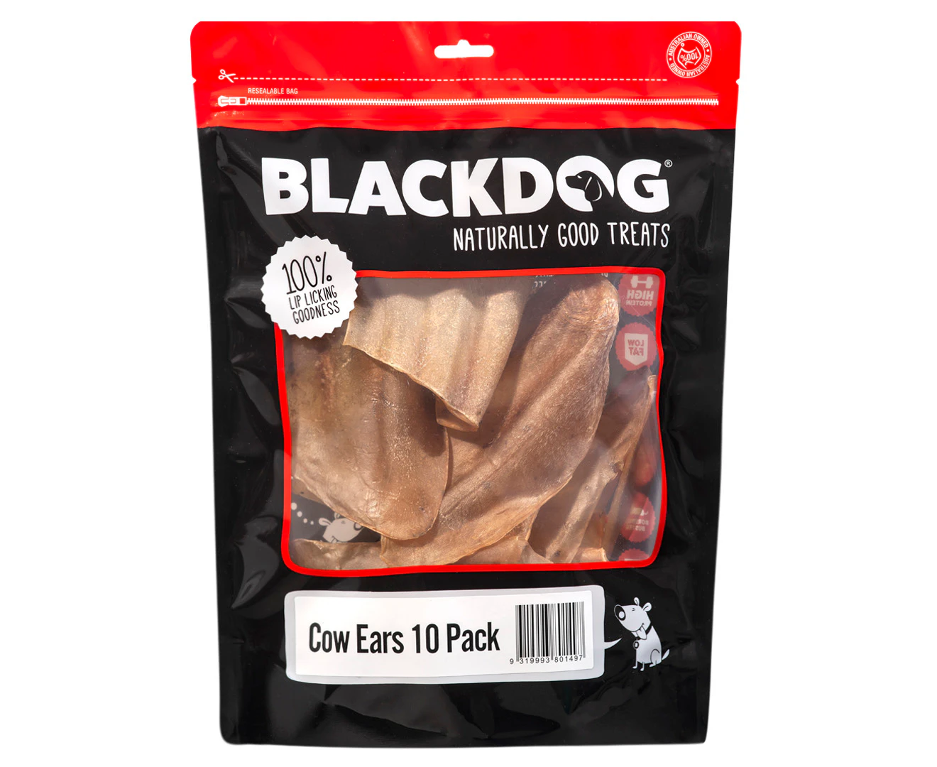 10pc Blackdog Naturally Good Pet/Dog Cow Ears Healthy Treats/Food/Reward