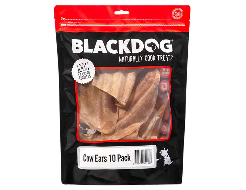 10pk Blackdog Cow Ears Dog Treats