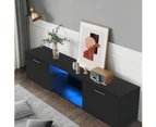 TV Cabinet Entertainment Unit 160cm RGB LED Stand Gloss Living Furniture Modern TV Unit Black