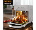 ADVWIN 15L Rotary Convection Oven, 16-in-1 Digital Touch Air Fryer Toaster Oven, White
