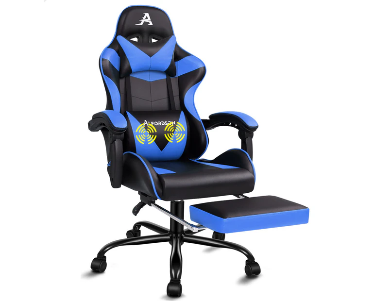 ALFORDSON Gaming Chair with Lumbar Massage Office Chair Black & Blue