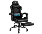 ALFORDSON Gaming Chair with Lumbar Massage Office Chair All Black