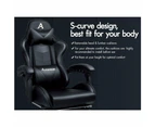 ALFORDSON Gaming Chair with Lumbar Massage Office Chair All Black