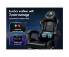 ALFORDSON Gaming Chair with Lumbar Massage Office Chair All Black