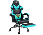 ALFORDSON Gaming Chair with Lumbar Massage Office Chair Black & Cyan