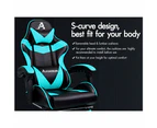 ALFORDSON Gaming Chair with Lumbar Massage Office Chair Black & Cyan