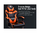 Gaming Chair Office Executive Racing Footrest Seat Leather - Orange