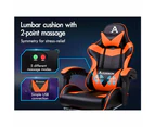 ALFORDSON Gaming Chair with Lumbar Massage Office Chair Black & Orange
