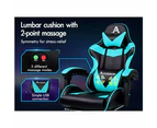 ALFORDSON Gaming Chair with Lumbar Massage Office Chair Black & Cyan