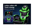 ALFORDSON Gaming Chair with Lumbar Massage Office Chair Black & Green