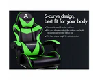 Gaming Chair Office Executive Racing Footrest Seat Leather - Green