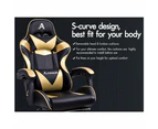 ALFORDSON Gaming Chair with Lumbar Massage Office Chair Black & Gold