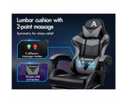 ALFORDSON Gaming Chair with Lumbar Massage Office Chair Black & Grey