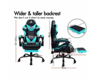 ALFORDSON Gaming Chair with Lumbar Massage Office Chair Black & Cyan