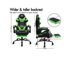 Gaming Chair Office Executive Racing Footrest Seat Leather - Green