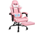 ALFORDSON Gaming Chair with Lumbar Massage Office Chair Pink & White