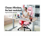 ALFORDSON Gaming Chair with Lumbar Massage Office Chair Pink & White