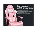 ALFORDSON Gaming Chair with Lumbar Massage Office Chair Pink & White