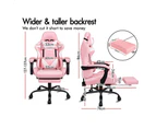 ALFORDSON Gaming Chair with Lumbar Massage Office Chair Pink & White