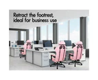 ALFORDSON Gaming Chair with Lumbar Massage Office Chair Pink & White