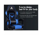 Gaming Chair Office Seat Thick Padding Footrest - Blue