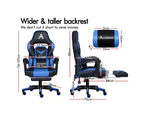 Gaming Chair Office Seat Thick Padding Footrest - Blue