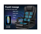 ALFORDSON Massage Office Chair Heated Executive Computer Seat Gaming Racer Black