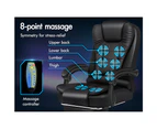 ALFORDSON 8-Point Massage Office Chair with Heated Seat Executive PU Leather Black