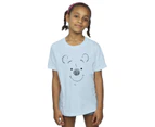 Disney Girls Winnie The Pooh Winnie The Pooh Face Cotton T-Shirt (Baby Blue) - BI49902