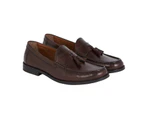 Burton Mens 1904 Tassel Leather Penny Loafers (Dark Brown) - BW1154