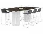 Baobab Circular Wood Base Counter Rectangle Table [2400L x 1200W] - white leg, dark oak