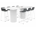 Baobab Circular Wood Base Counter Rectangle Table [2400L x 1200W] - white leg, white