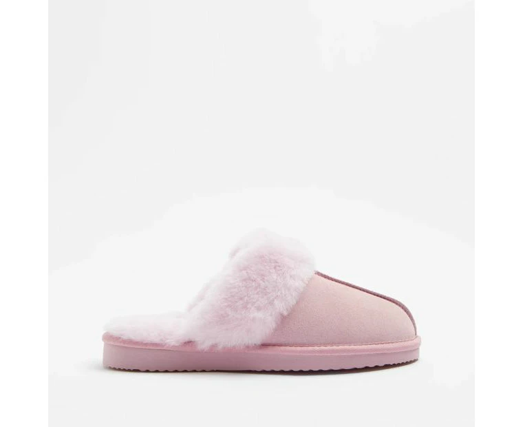 Womens Sheepskin and Leather Slipper Scuff