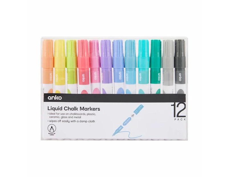 Liquid Chalk Markers, 12 Pack - Anko