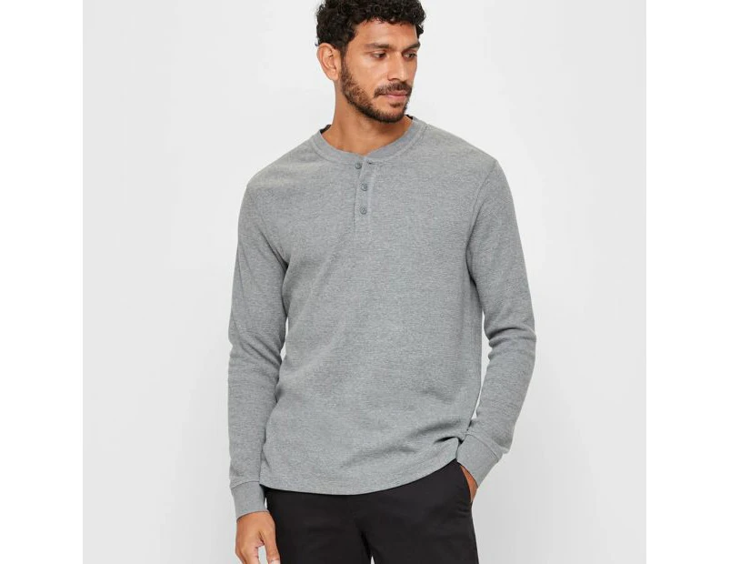 Target Waffle Henley T-Shirt - Grey