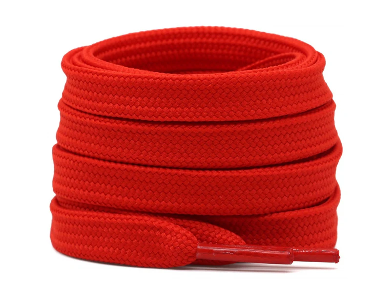 DELELE Solid Flat Shoelaces Hollow Thick Athletic Shoe Laces Strings Red 2 Pair 63"
