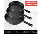 Cast Iron Skillet Cookware 3-Piece Set Frying pan Grill Pan 10" 8" 6" Pans