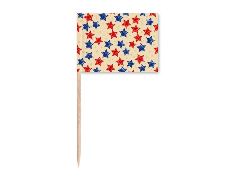Red Blue Pentagram America Country Elements Toothpick Flags Marker Topper Party Decoration