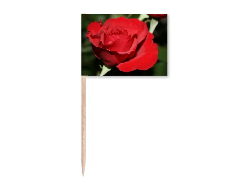 Red Big-sized Roses Flowers Toothpick Flags Marker Topper Party Decoration