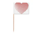 Red Radiate Dots  Valentine's Day Toothpick Flags Marker Topper Party Decoration