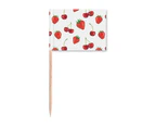 Red Strawberry Fruit Illustration Pattern Toothpick Flags Marker Topper Party Decoration