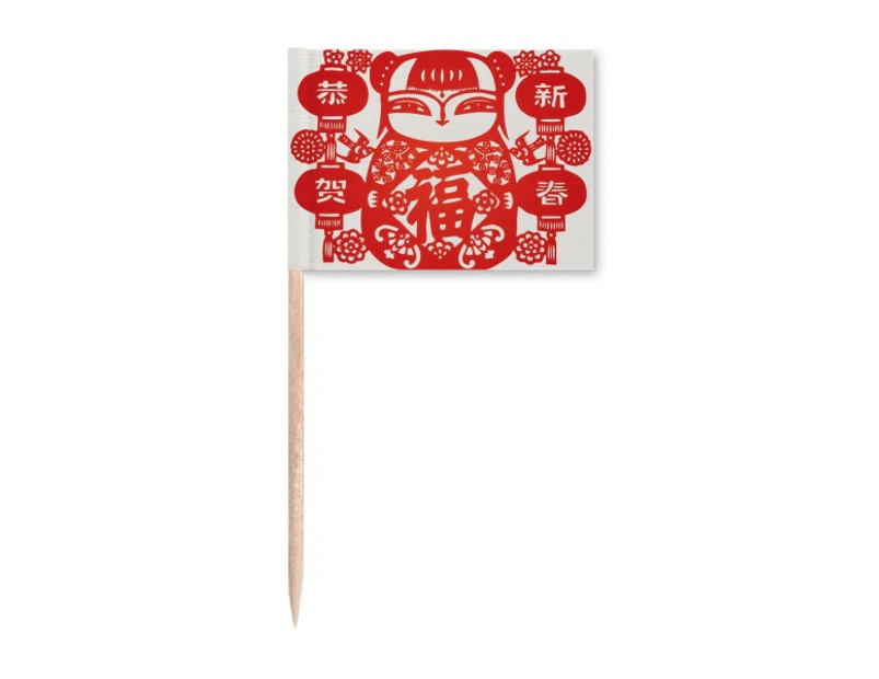 red girl paper cut flower  toothpick flags marker topper party decoration