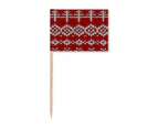 Red Irregular Vertical Grain Knit Pattern Toothpick Flags Marker Topper Party Decoration