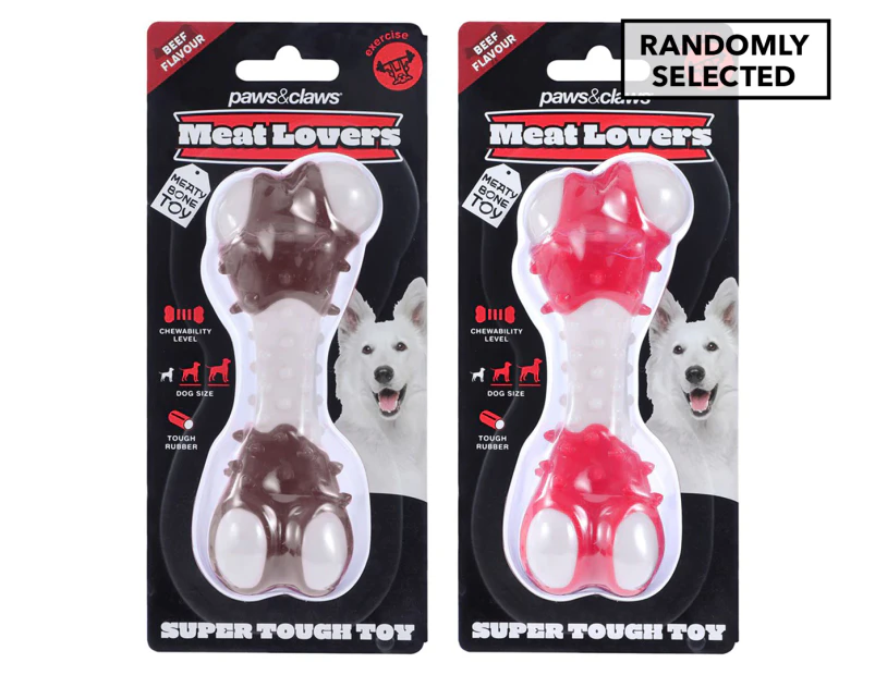 Paws & Claws 13.5x5.7x4.9cm Meat Lovers Flavoured Bone Dog/Pet Chew Toy Assorted