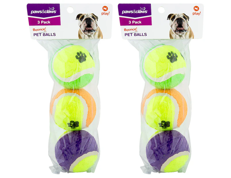2 x Paws & Claws Tennis Ball 3-Pack - Multi