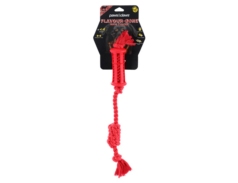 Paws & Claws Flavourbone Classic Beef Rope Tugger - Red