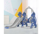 Ufurniture Kids Slide and Swing Set 4 in-1 Toddler Slide Swing Basketball Hoop Indoor Outdoor Playground Blue