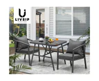 Livsip 3PCS Outdoor Dining Setting Lounge Patio Furniture Table Chairs Set